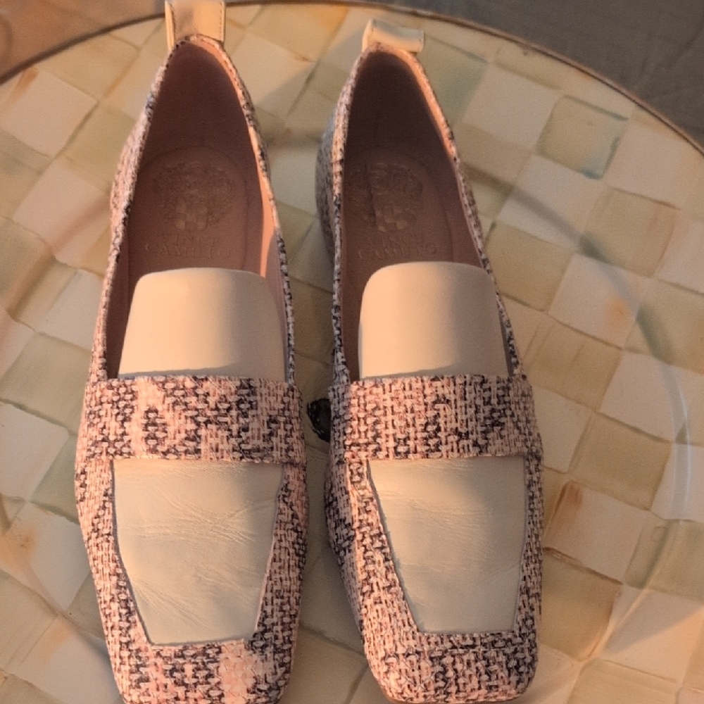 Vince Camuto Cream Tweed Flats